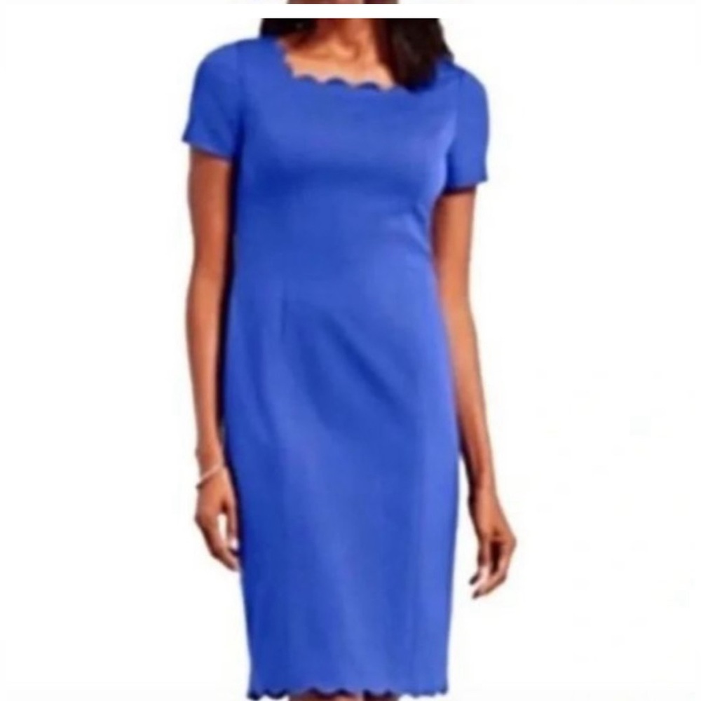 NWOT Talbots Ponte Scalloped Trimmed Dress